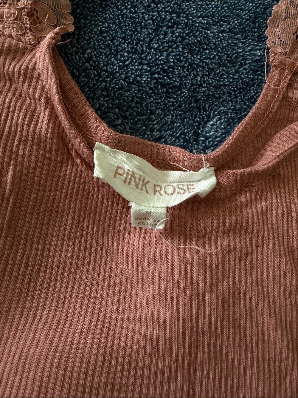 Lace Strap Ribbed Tank Top - Rust - Picture 3 of 4